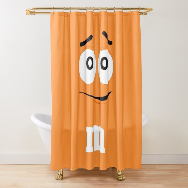 Orange M&M Face Shower Curtain