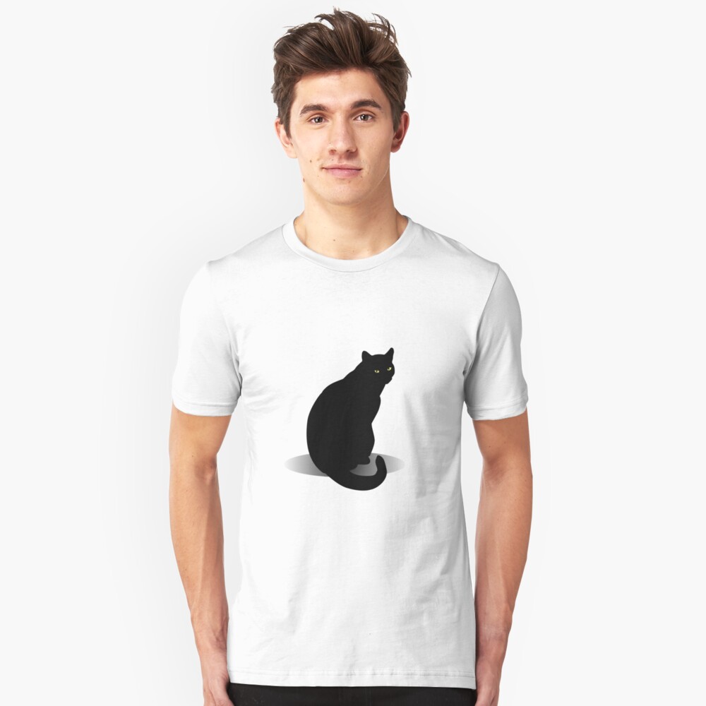 Basic Black Cat Slim Fit T-Shirt