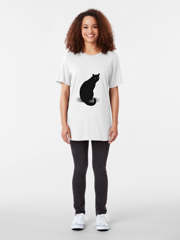 Alternate view of Basic Black Cat Slim Fit T-Shirt