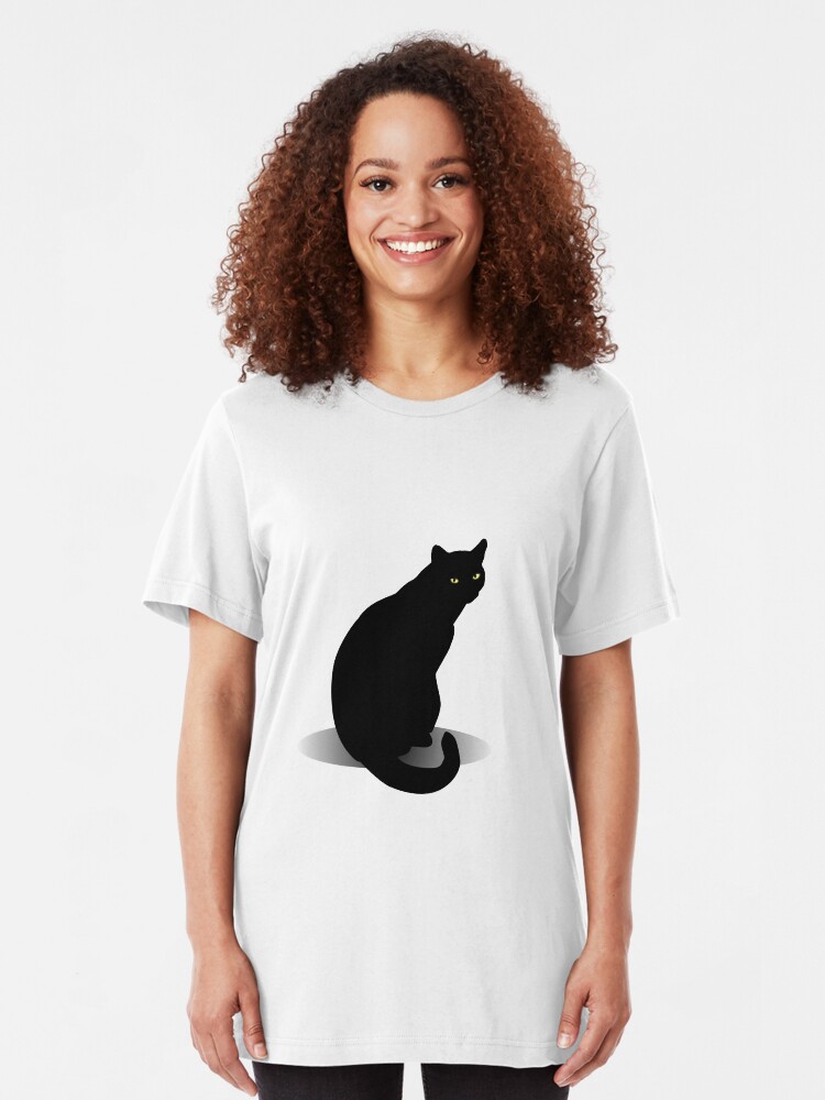 Alternate view of Basic Black Cat Slim Fit T-Shirt