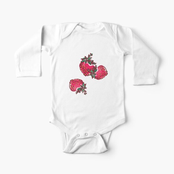 Decorative Strawberry Long Sleeve Baby One-Piece