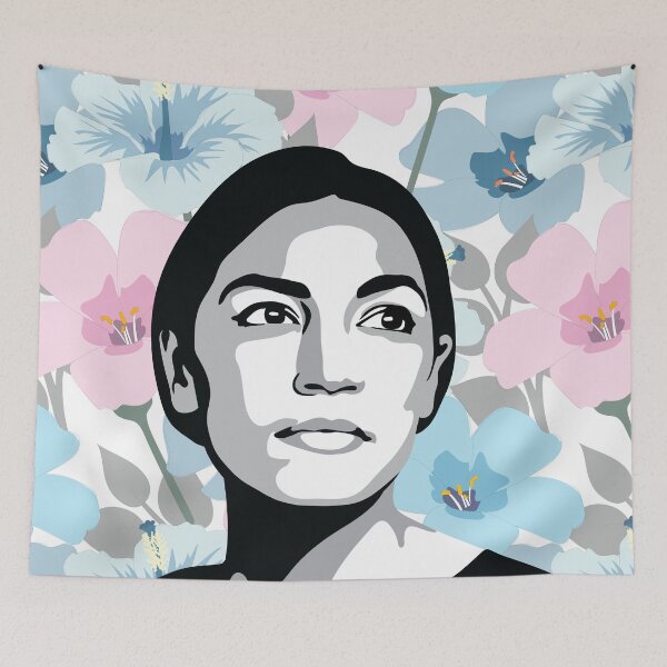 Aperçu de l'œuvre Alexandria Ocasio Cortez Florale créée et vendue par sszampetti.