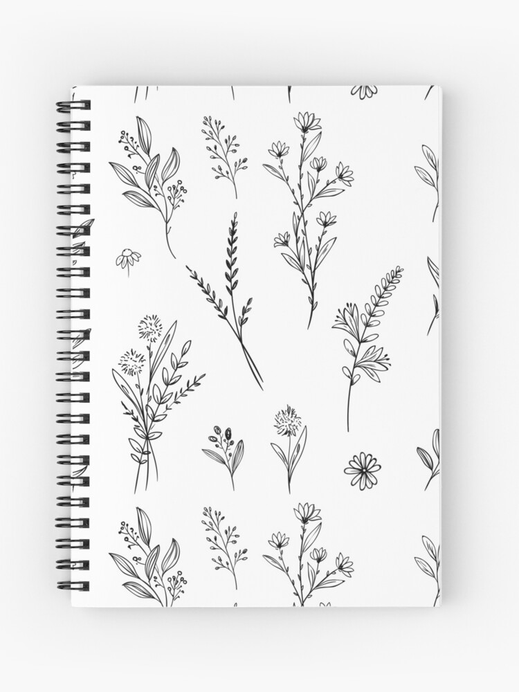 Handdrawn Wildflower Stickers Spiral Notebook for Sale by GlowinUp Shop