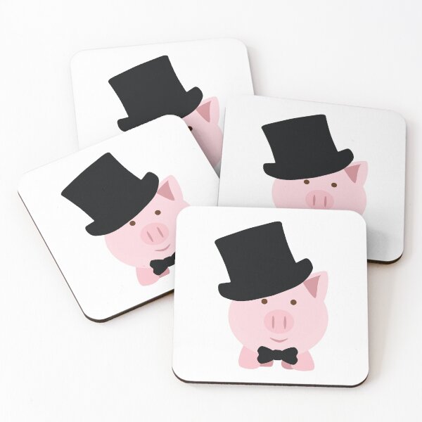 Artikelvorschau, Rosa Schwein, das einen Zylinder und eine Fliege trägt entworfen und verkauft von Hedgie Designs.