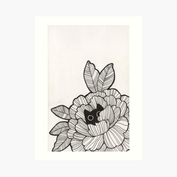 Cat flower peek-a-boo Art Print