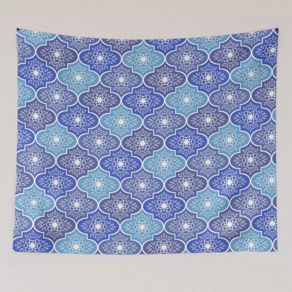 Item preview, Flower medallion ogee pattern in blue designed and sold by HannaPaulina.