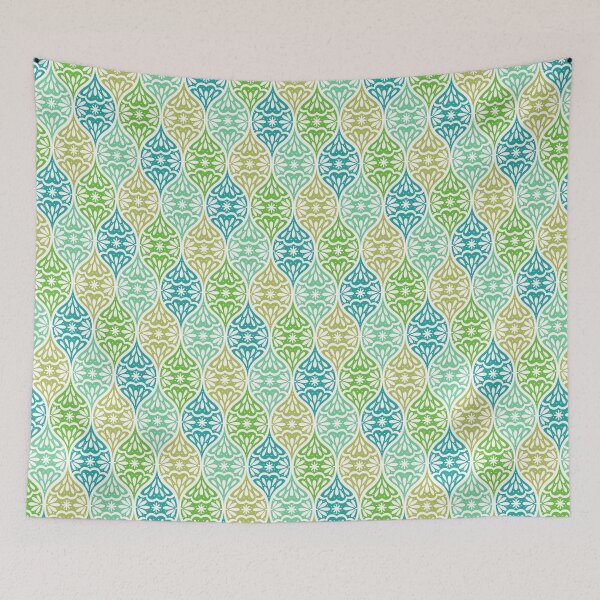 Item preview, Ornamental ogee pattern in green and blue designed and sold by HannaPaulina.