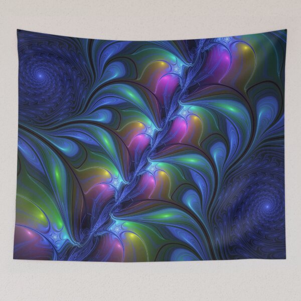 Item preview, Colorful Luminous Abstract Blue Pink Green Fractal Art designed and sold by gabiwArt.