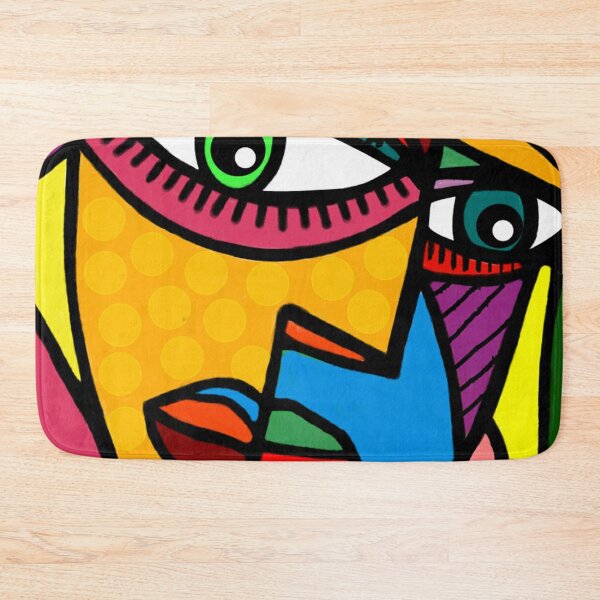 Funky Abstract Face Bath Mat