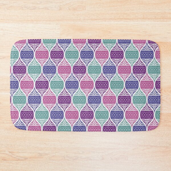 Item preview, Ornamental ogee knit sweater pattern in pink, blue, purple and turquoise designed and sold by HannaPaulina.