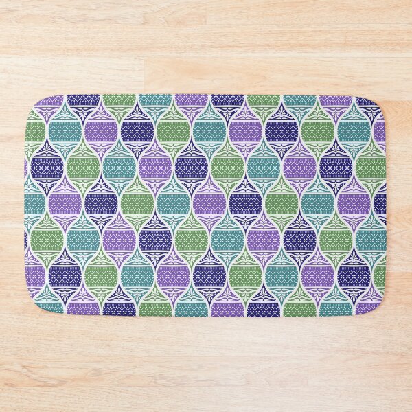 Item preview, Ornamental ogee knit sweater pattern in green, blue, purple and turquoise designed and sold by HannaPaulina.