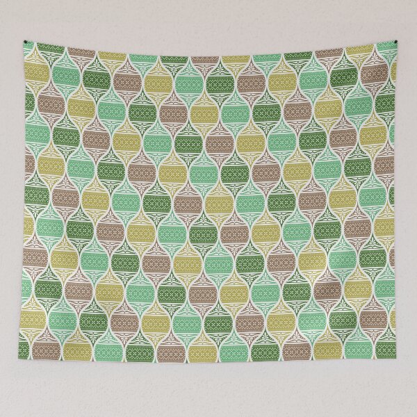 Item preview, Ornamental ogee knit sweater pattern in green and brown designed and sold by HannaPaulina.