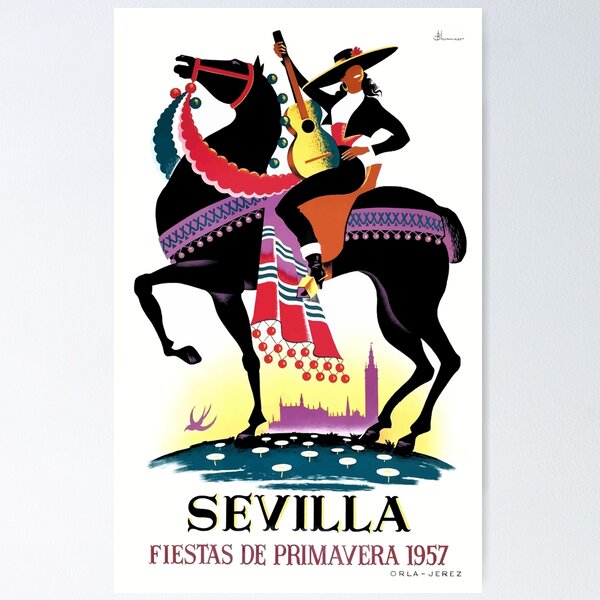 Item preview, Spain 1957 Seville April Fair Poster designed and sold by retrographics.