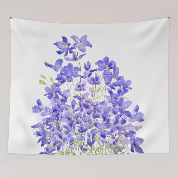 Artikelvorschau, handgemalte lila Wildblumen-Aquarellmalerei entworfen und verkauft von SelenePaintings .