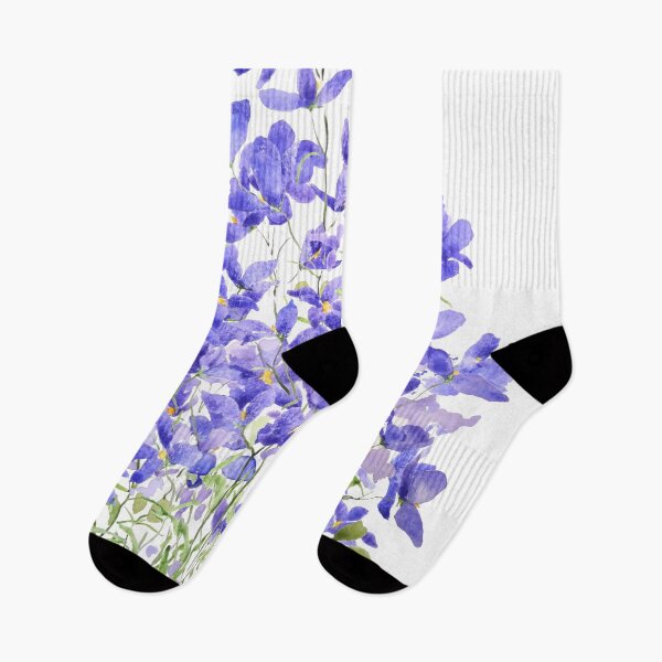 Item preview, hand painted purple wild flower watercolor painting designed and sold by ColorandColor.