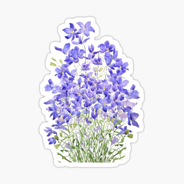 Item preview, hand painted purple wild flower watercolor painting designed and sold by ColorandColor.