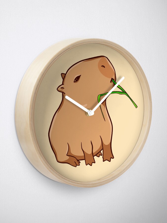 Capybara with a leaf, eat your greens! Sticker for Sale by manydoodles