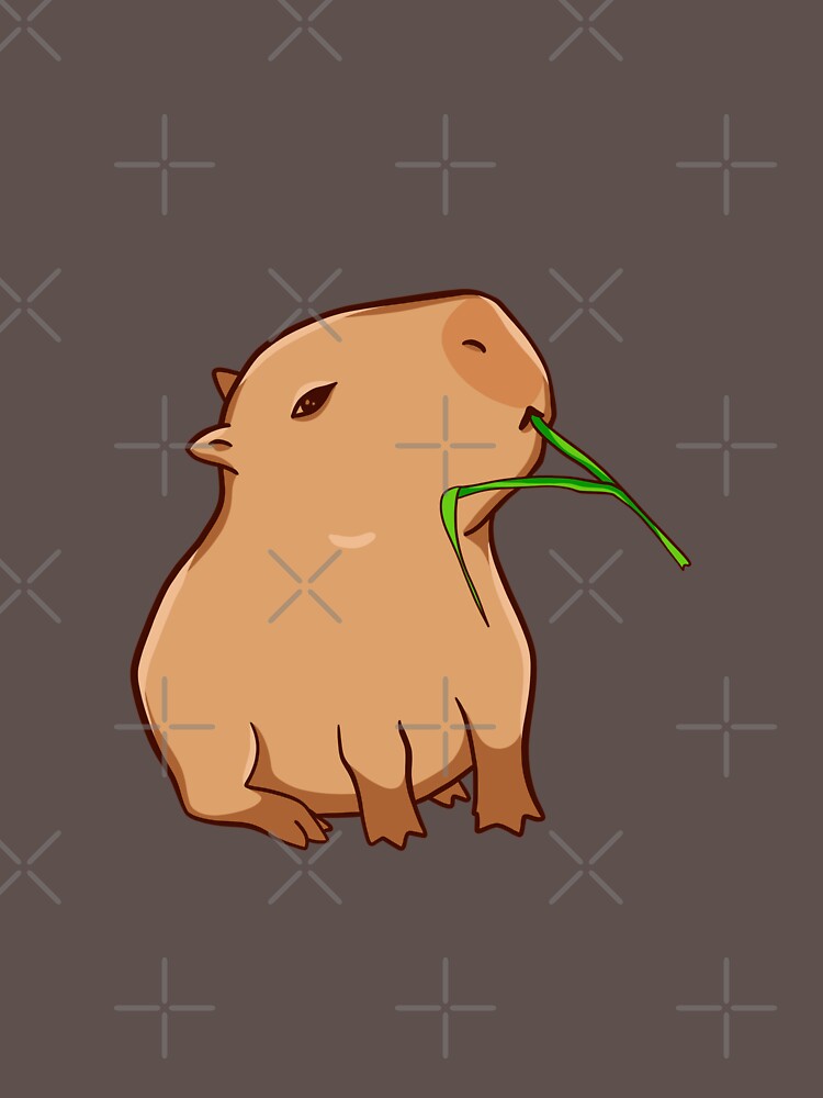 Capybara with a leaf, eat your greens! Sticker for Sale by manydoodles