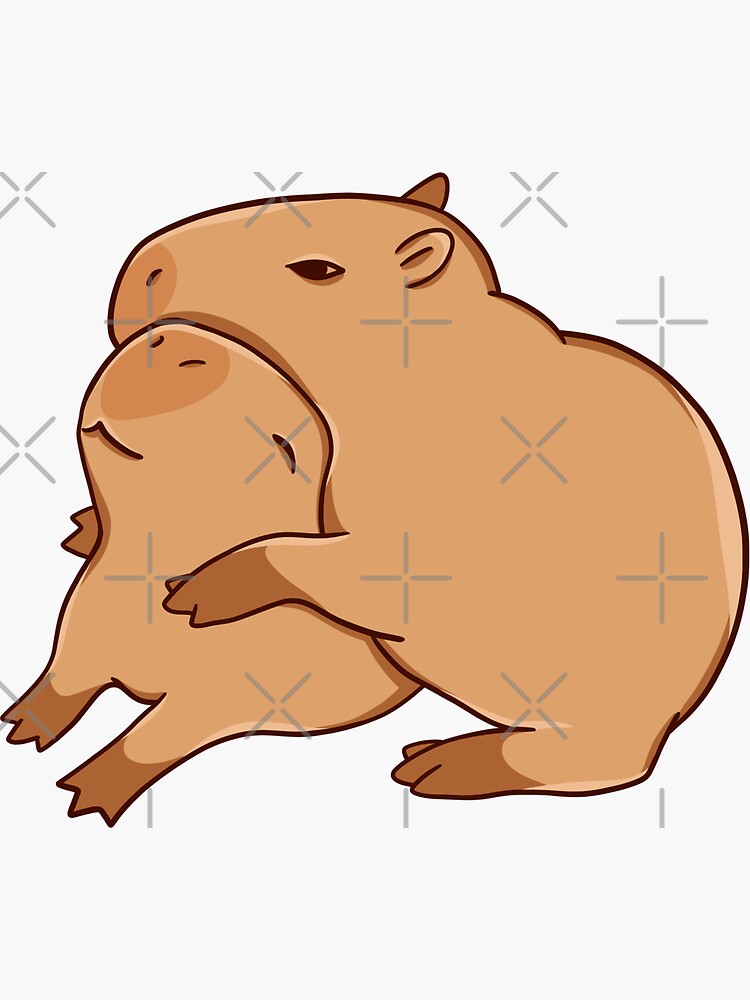 "Hugging Capybaras" Sticker for Sale by manydoodles | Redbubble