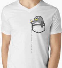 Pocket penguin enjoying ice cream Men's V-Neck T-Shirt