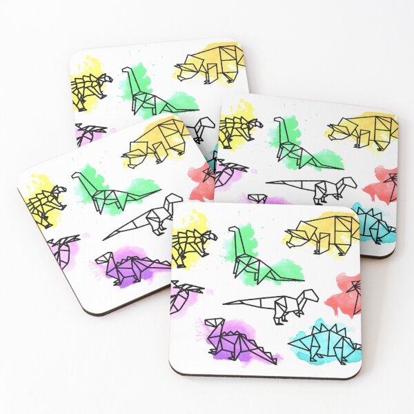 Item preview, Geometric Origami Watercolor Dinosaurs designed and sold by dreamdrawer15.