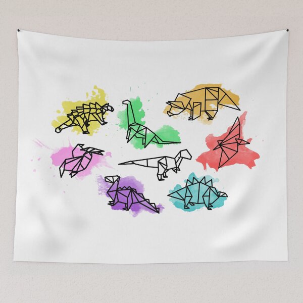Item preview, Geometric Origami Watercolor Dinosaurs designed and sold by dreamdrawer15.