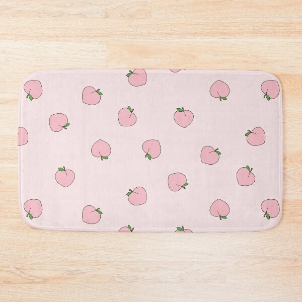 Peach Pattern on Light Pink Bath Mat