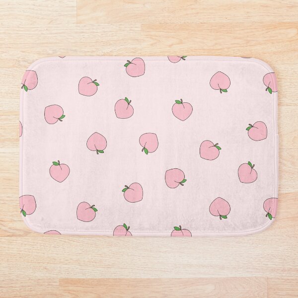 Peach Pattern on Light Pink Bath Mat