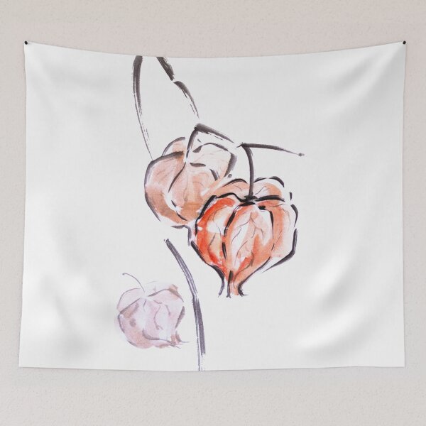 Item preview, Physalis autumn harvest festival sumie ink painting designed and sold by ladyshekk.