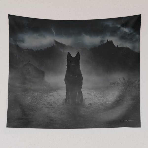 Item preview, Black german shepherd in the fog designed and sold by Destroyed-Pixel.
