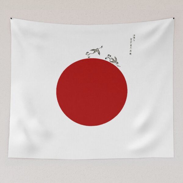 Item preview, Japanese Flag - Woodblock Print of Cranes designed and sold by weavernap.