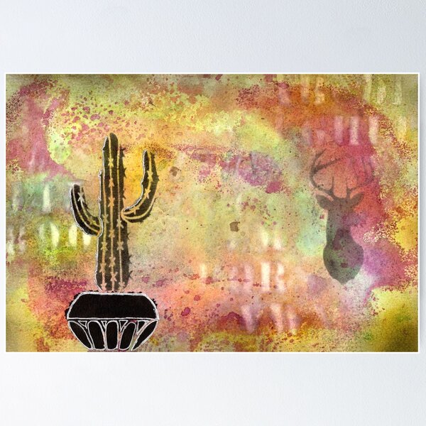 Item preview, Cactus and Stag Mixed Media Design designed and sold by peonypours.