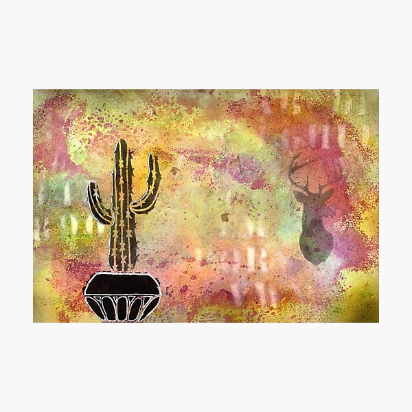 Item preview, Cactus and Stag Mixed Media Design designed and sold by peonypours.