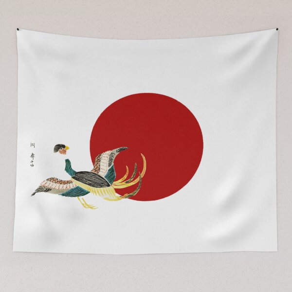 Item preview, Japanese Flag - Another Woodblock Print of Crane designed and sold by weavernap.