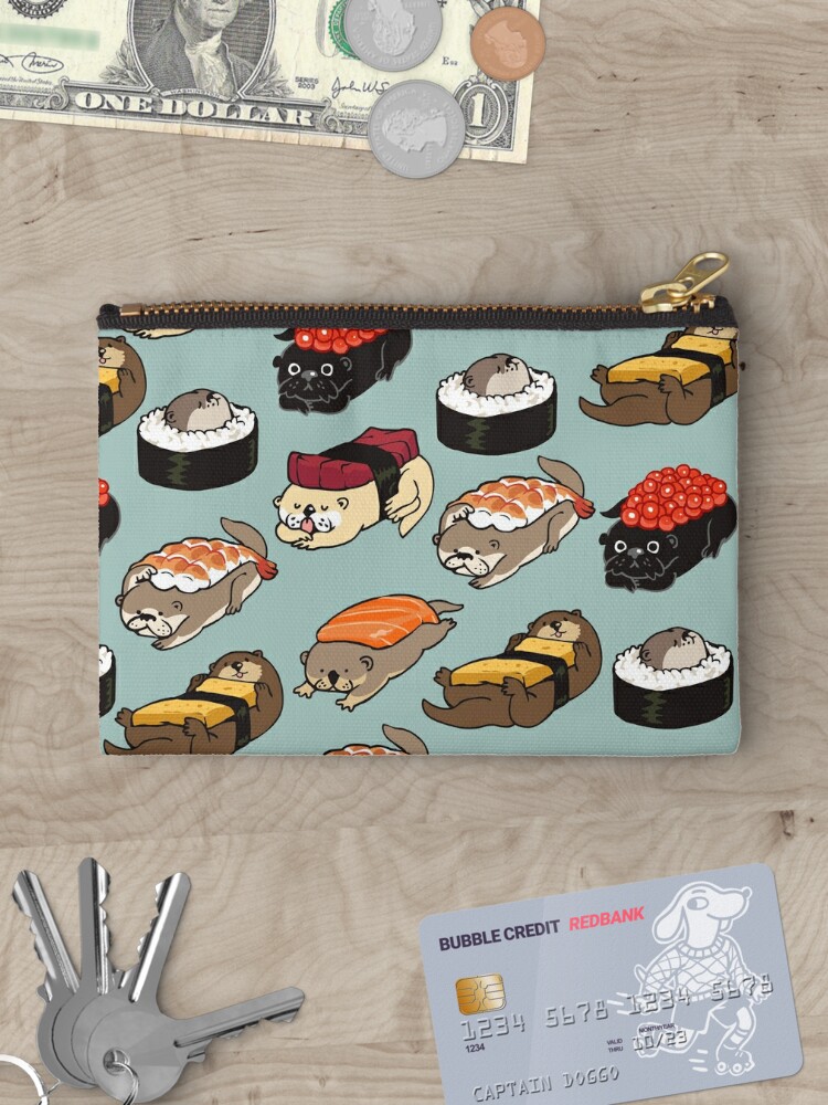 Zipper Pouch, Sushi Otter designed and sold by Huebucket
