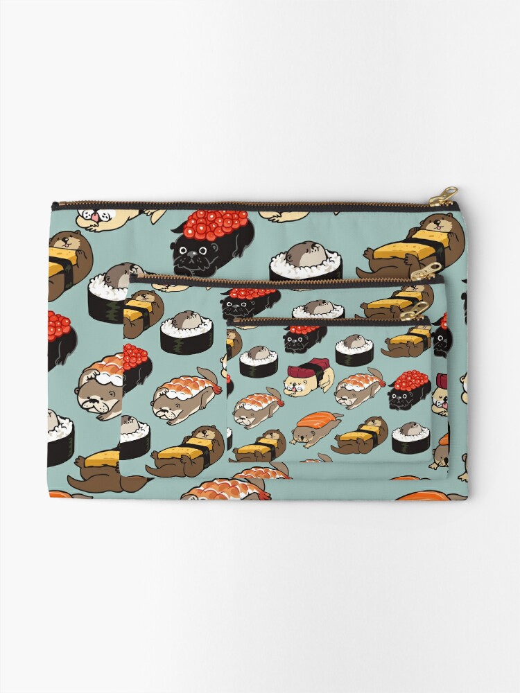 Zipper Pouch, Sushi Otter designed and sold by Huebucket