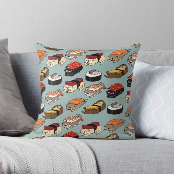 Sushi Otter Throw Pillow