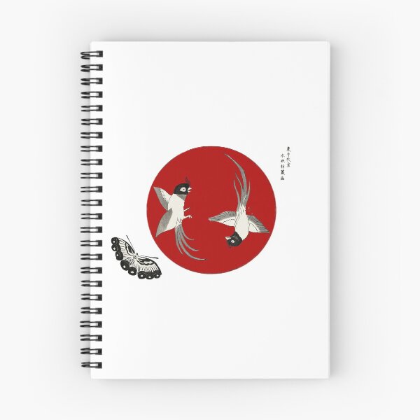 Item preview, Japanese Flag - Woodblock Print of Birds and Butterfly designed and sold by weavernap.