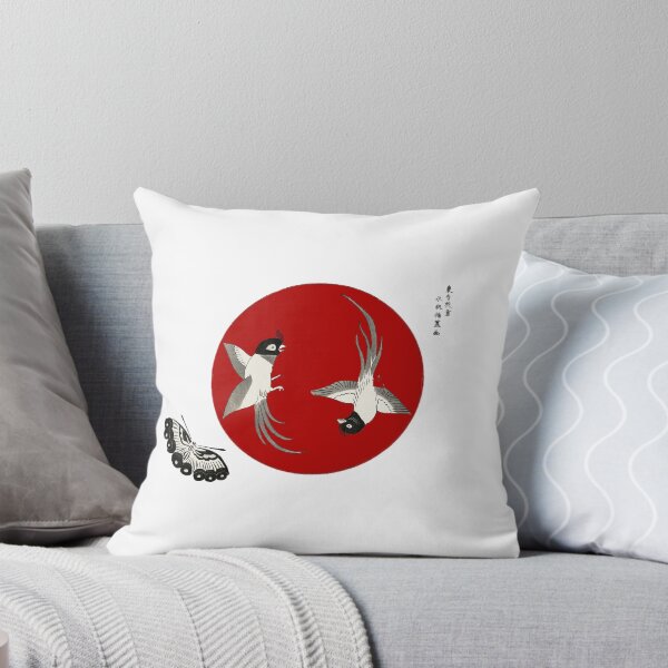 Item preview, Japanese Flag - Woodblock Print of Birds and Butterfly designed and sold by weavernap.