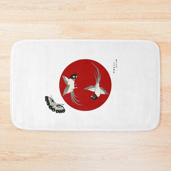 Item preview, Japanese Flag - Woodblock Print of Birds and Butterfly designed and sold by weavernap.