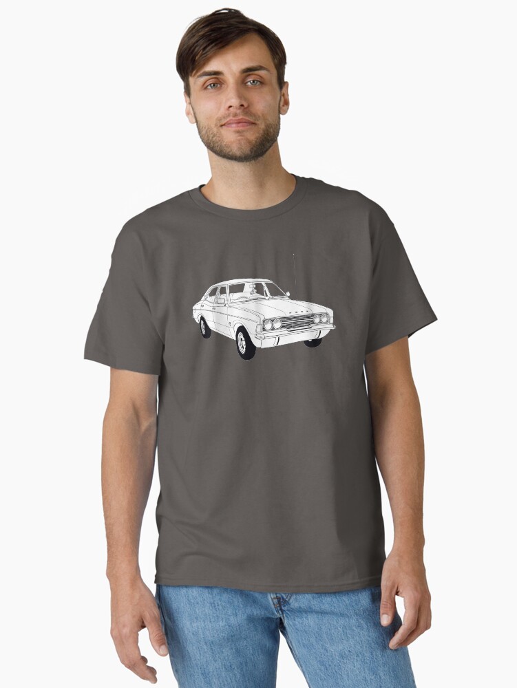 Thumbnail 2 of 7, Classic T-Shirt, 1972 Ford Cortina TC Mark III GXL (Fan Art Vector Drawing) designed and sold by thedrumstick.