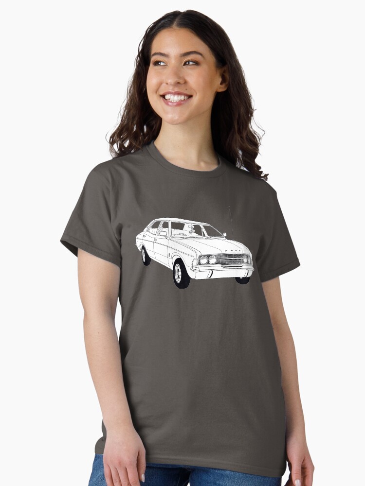 Thumbnail 1 of 7, Classic T-Shirt, 1972 Ford Cortina TC Mark III GXL (Fan Art Vector Drawing) designed and sold by thedrumstick.
