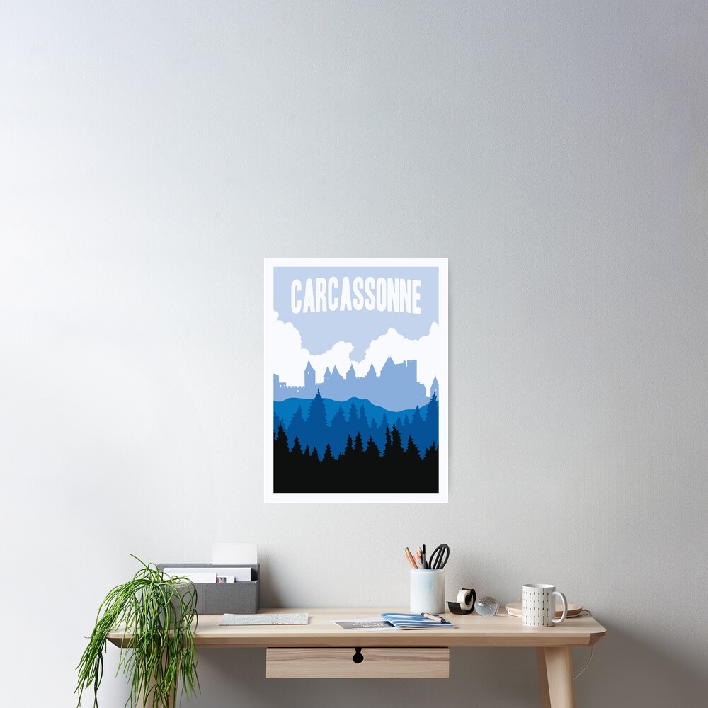 Carcassonne Board Game- Minimalist Travel Poster Style - Gaming Art Poster