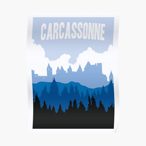 Carcassonne Board Game- Minimalist Travel Poster Style - Gaming Art Poster