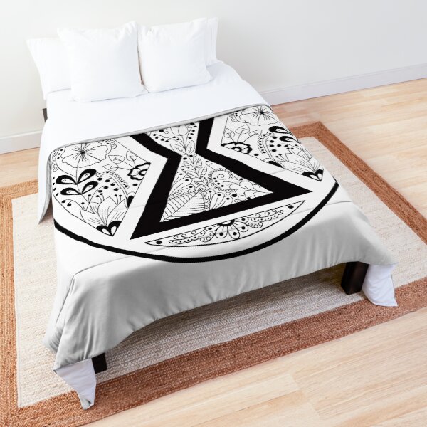 Black Widow Mandala Black and White Comforter