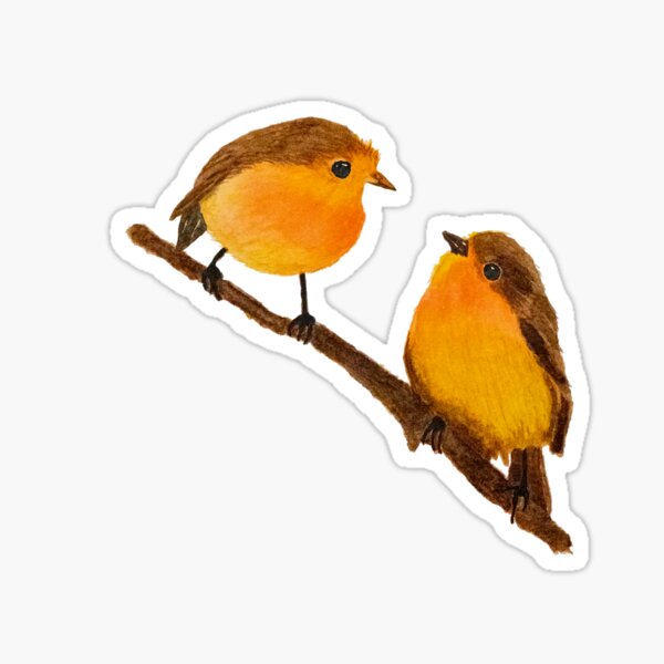 Two Robins on a branch Sticker