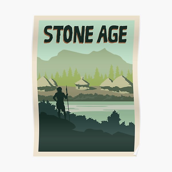 Stone Age Board Game- Minimalist Travel Poster Style - Gaming Art Poster
