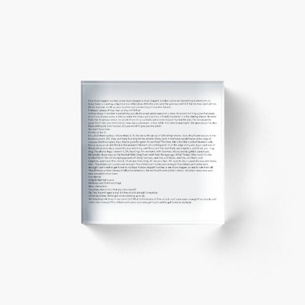 Show Stoppin' Number Lyrics Acrylic Block