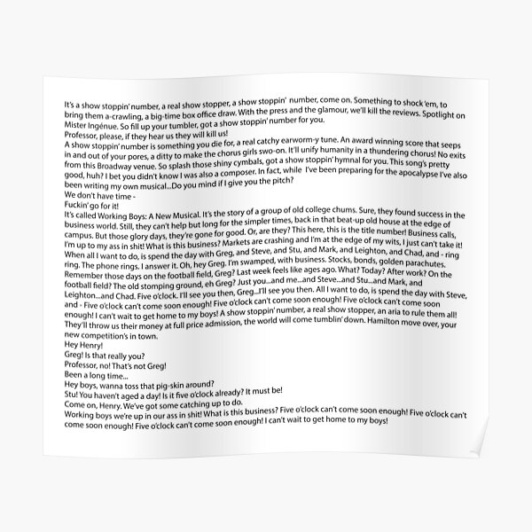 Show Stoppin' Number Lyrics Poster