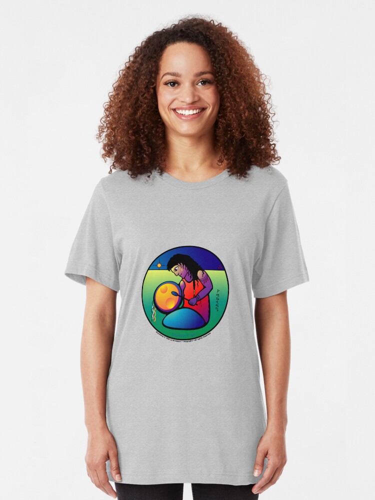 Alternate view of drumtime... by carol weaver... Slim Fit T-Shirt